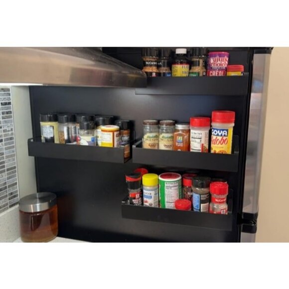 4 Pack Magnetic Spice Storage Rack Organizer for Refrigerator and Oven, Black - Picture 2 of 3